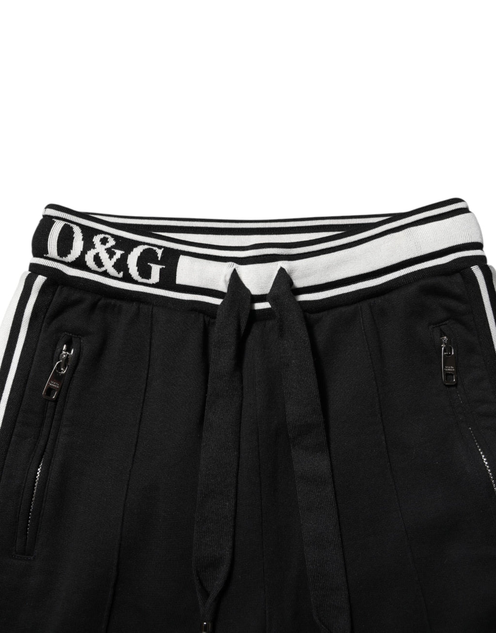 Pantalon jogging noir en coton Dolce & Gabbana avec logo à la taille, style décontracté et confortable.