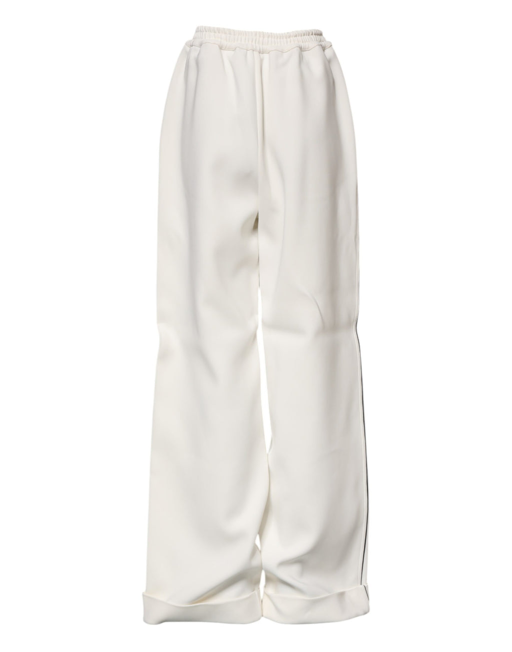 Pantalons larges en viscose blancs de Dolce & Gabbana, style pull-on, visible avec une coupe fluide et élégante.