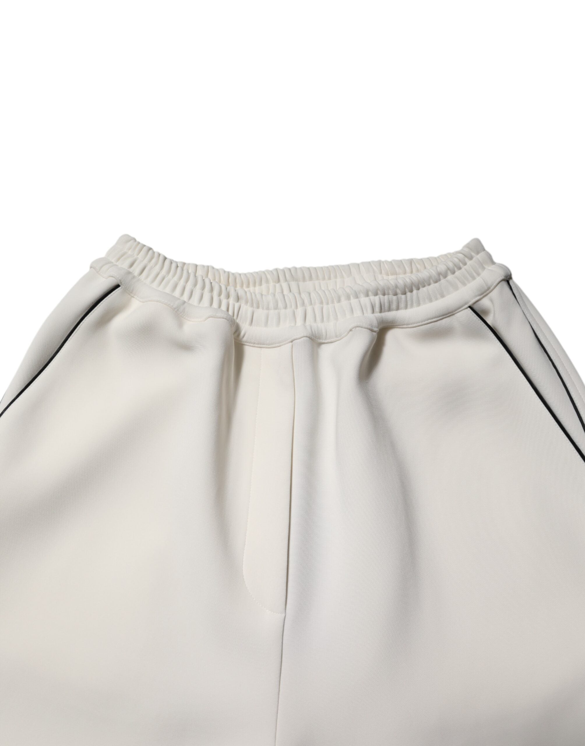 Pantalons larges en viscose blancs de Dolce & Gabbana, coupe pull-on, vêtement élégant pour femmes.