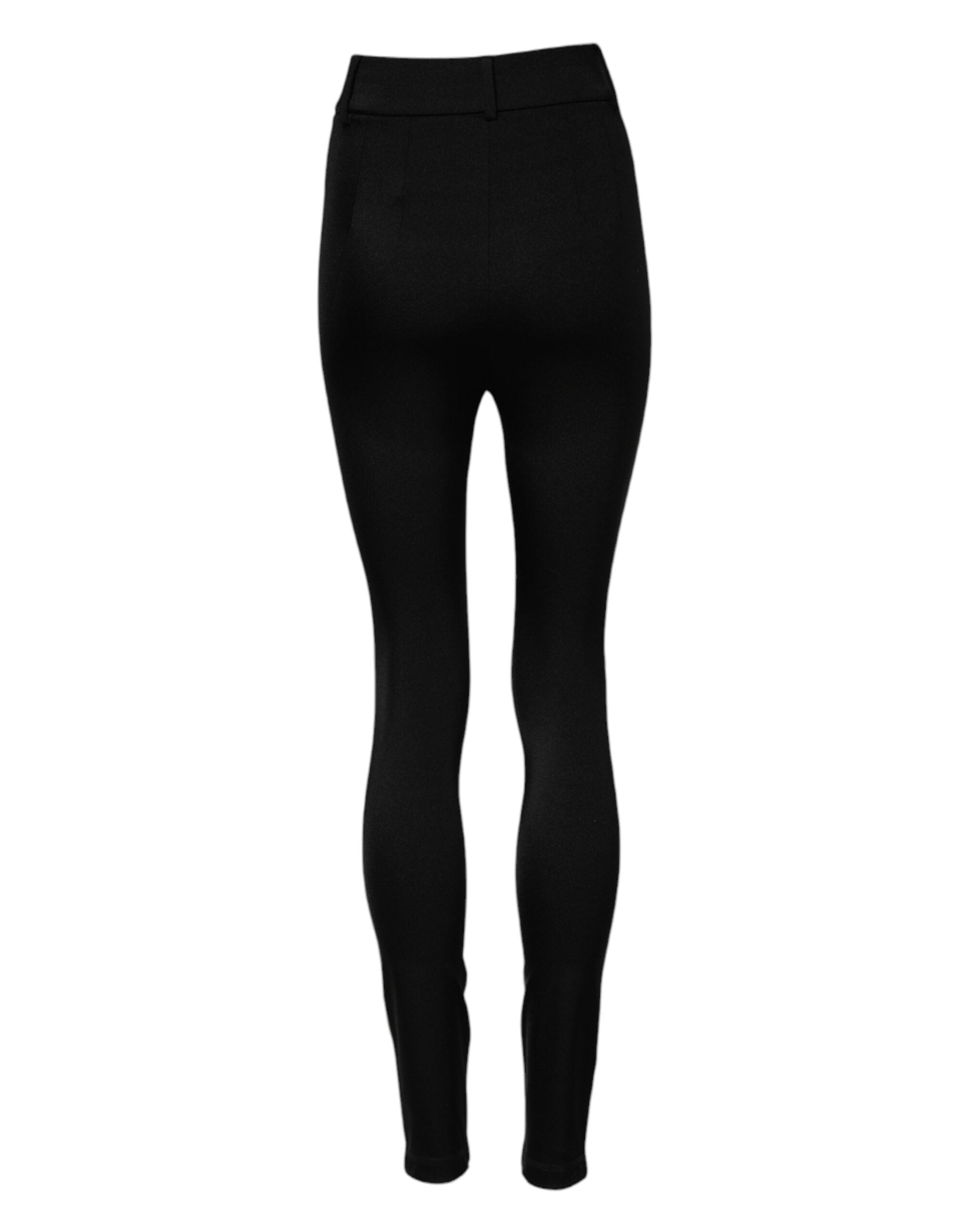 Leggings noires Dolce & Gabbana à taille haute, coupe skinny et jambes moulantes, en tissu extensible.
