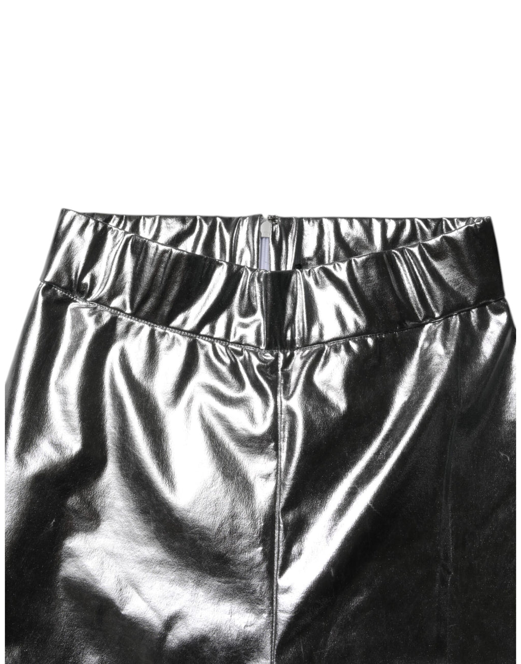 Leggings slim en polyester argenté brillant de Dolce & Gabbana, ajustés et élégants, pour un look moderne et sophistiqué.