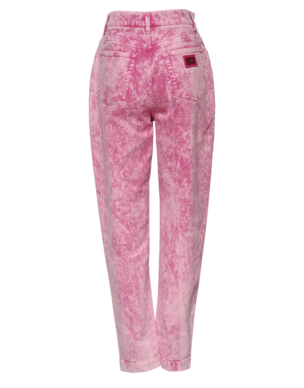 Jeans en denim rose tie-dye Dolce & Gabbana à taille haute et coupe tapered, décontractés et tendance.