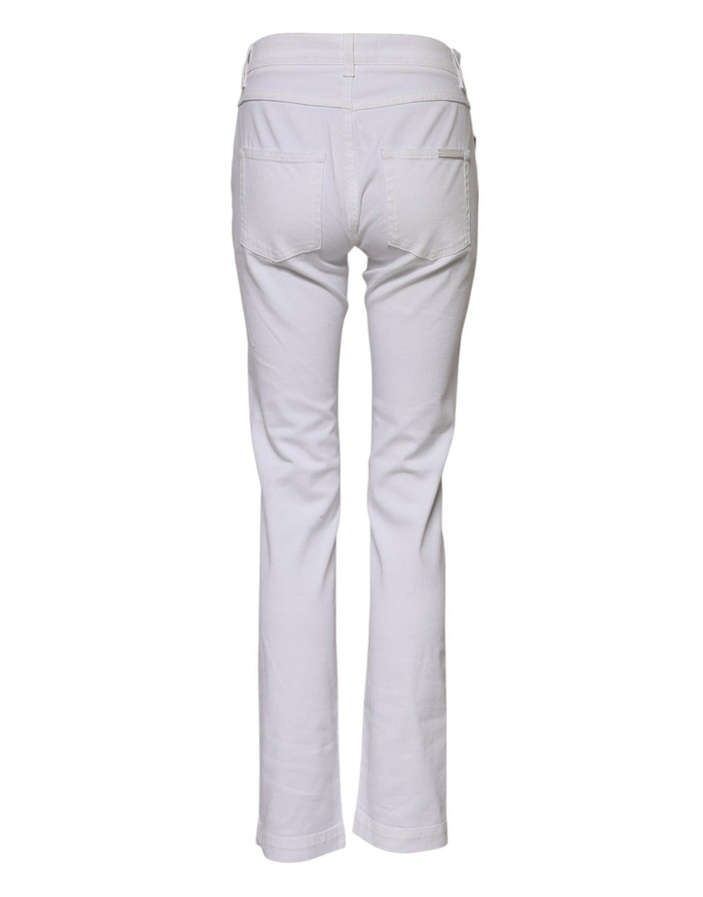 Jeans en denim blanc Dolce & Gabbana avec broderie florale, style girly et tendance.
