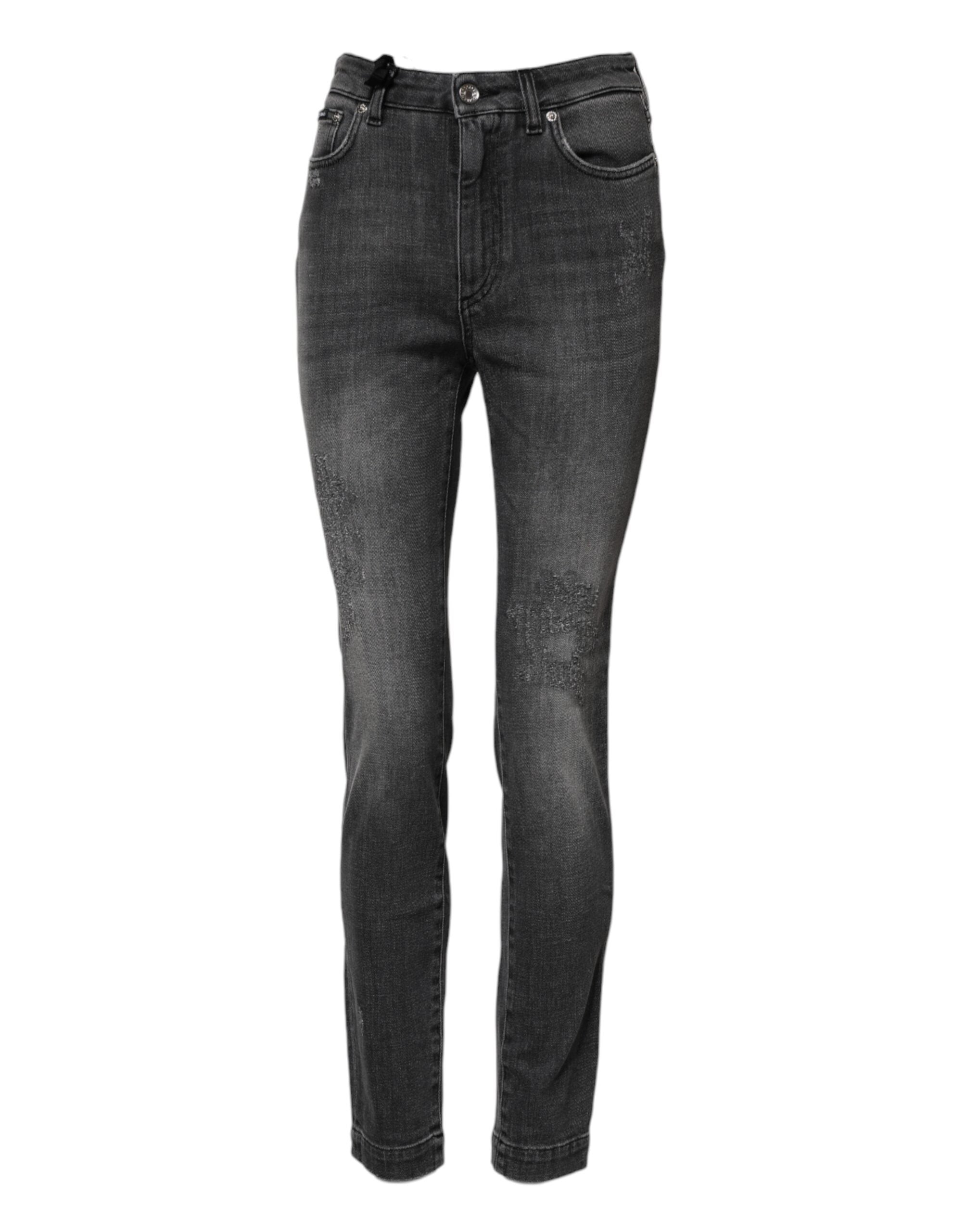 Jeans skinny en denim coton gris foncé Dolce & Gabbana Audrey, coupe ajustée et style élégant visible sur l’image.