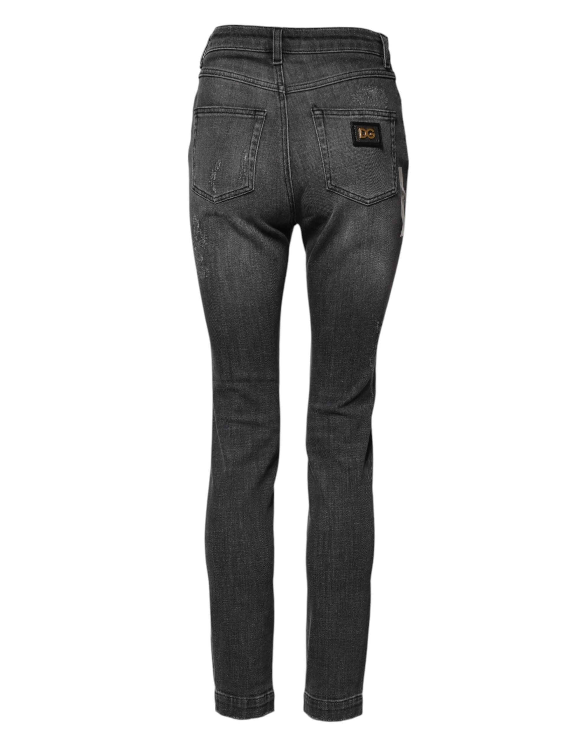 Jeans skinny en coton gris foncé Dolce & Gabbana Audrey, coupe ajustée et détails modernes.