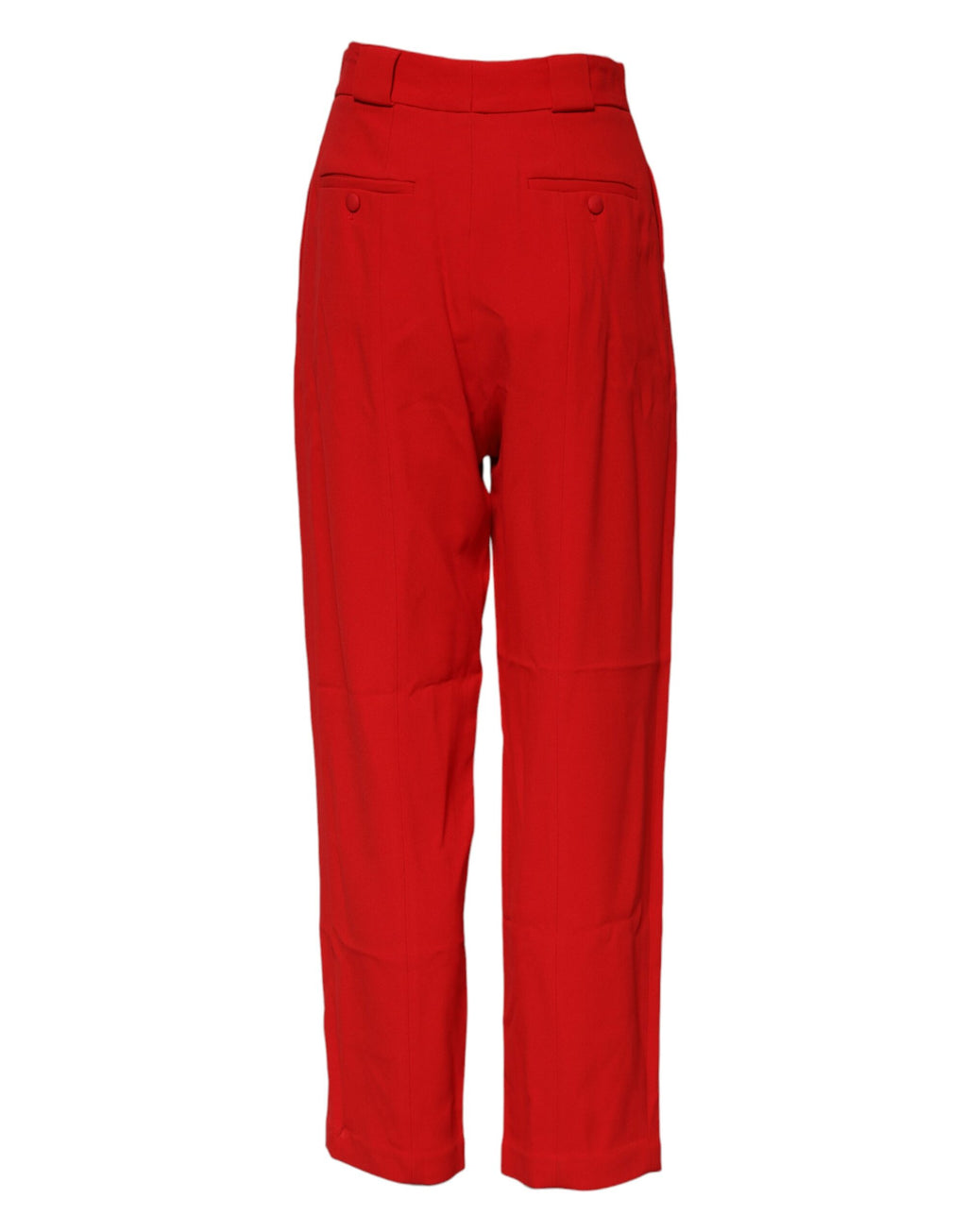 Pantalons Dolce & Gabbana en viscose rouge à taille haute et coupe tapered, affichant un style élégant et moderne.