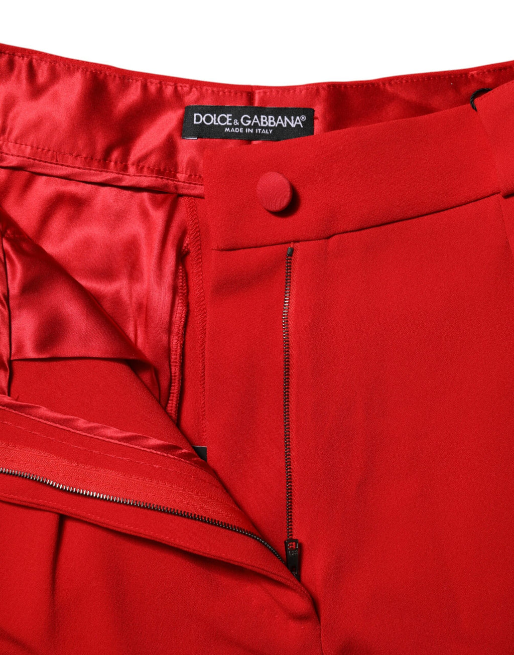 Pantalon taille haute en viscose rouge de Dolce & Gabbana, coupe tapered, élégant et tendance pour femme.