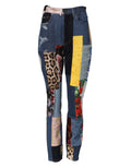 Jeans skinny en denim multicolore à patchwork de Dolce & Gabbana, style tendance avec détails colorés et couture soignée.