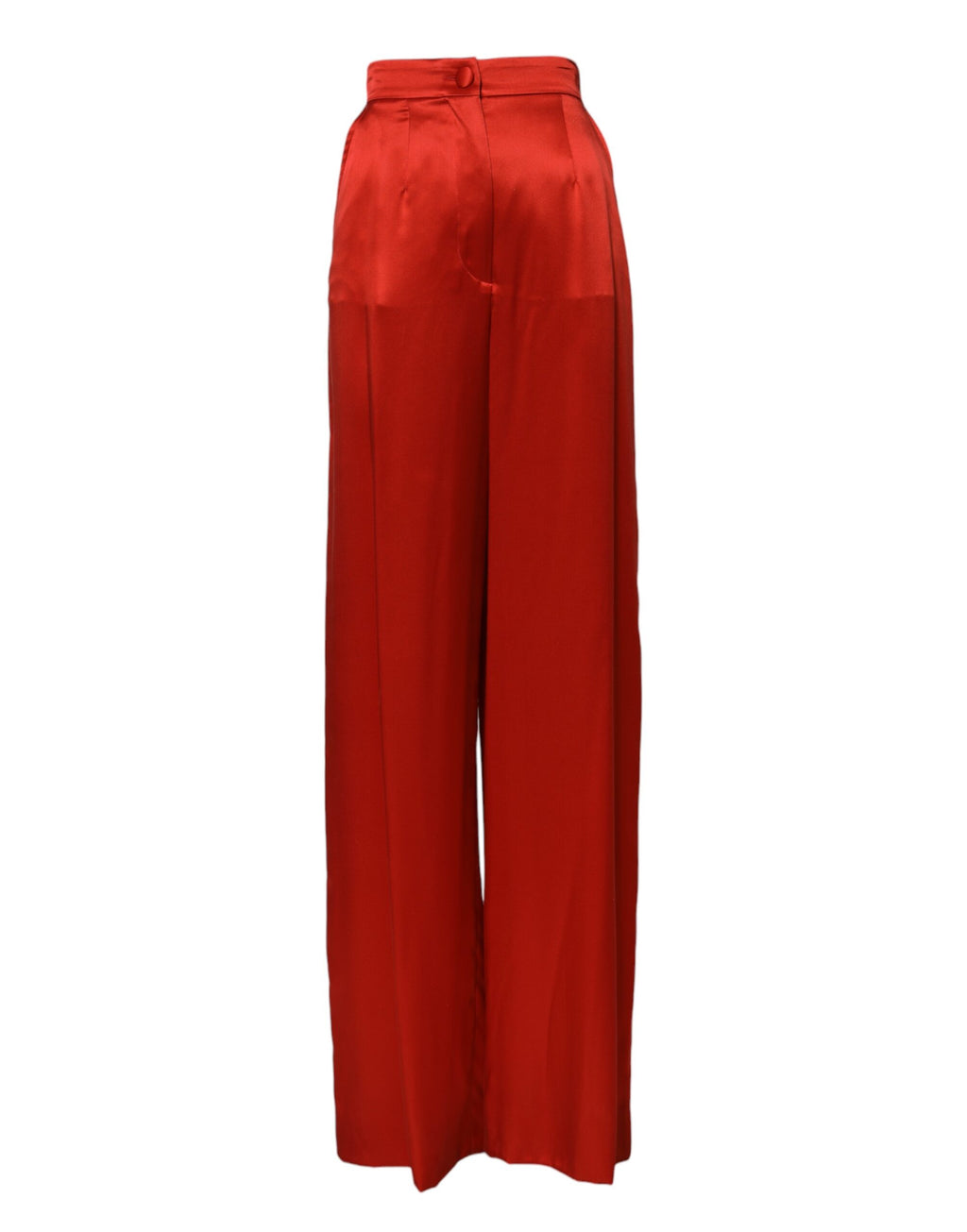 Pantalons en satin rouge à taille haute et jambes larges de Dolce & Gabbana, élégants et tendance.