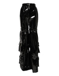 Pantalons cargo noir à taille haute de Dolce & Gabbana, coupe bootcut et style tendance, en tissu robuste avec poches latérales.