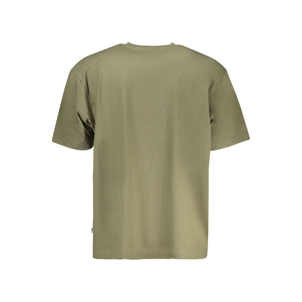 T-shirt en coton vert pour homme de la marque Guess Jeans, design simple et confortable, porté sur mannequin.