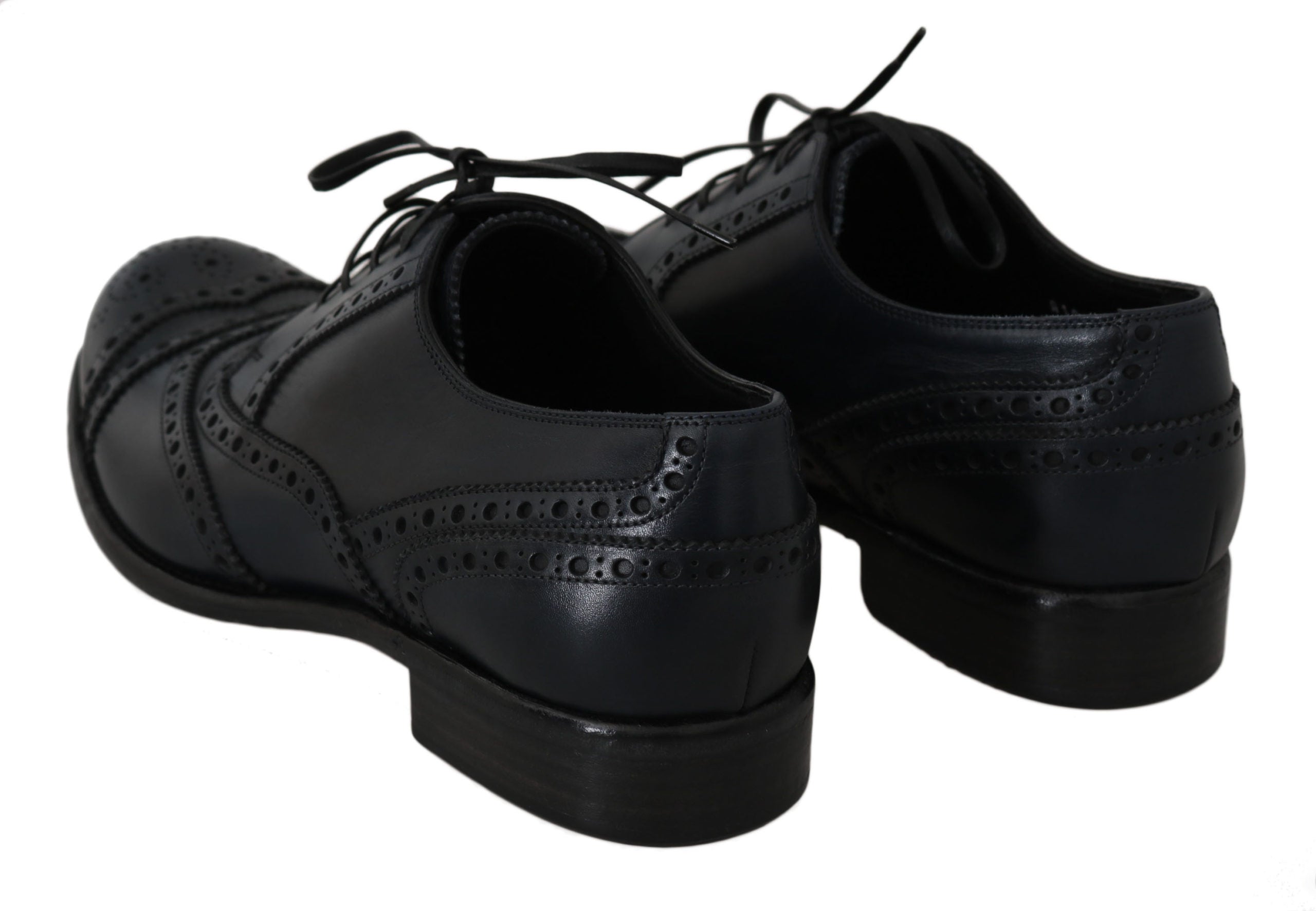 Dolce & Gabbana Oxfords aus dunkelblauem Leder mit Flügelkappe