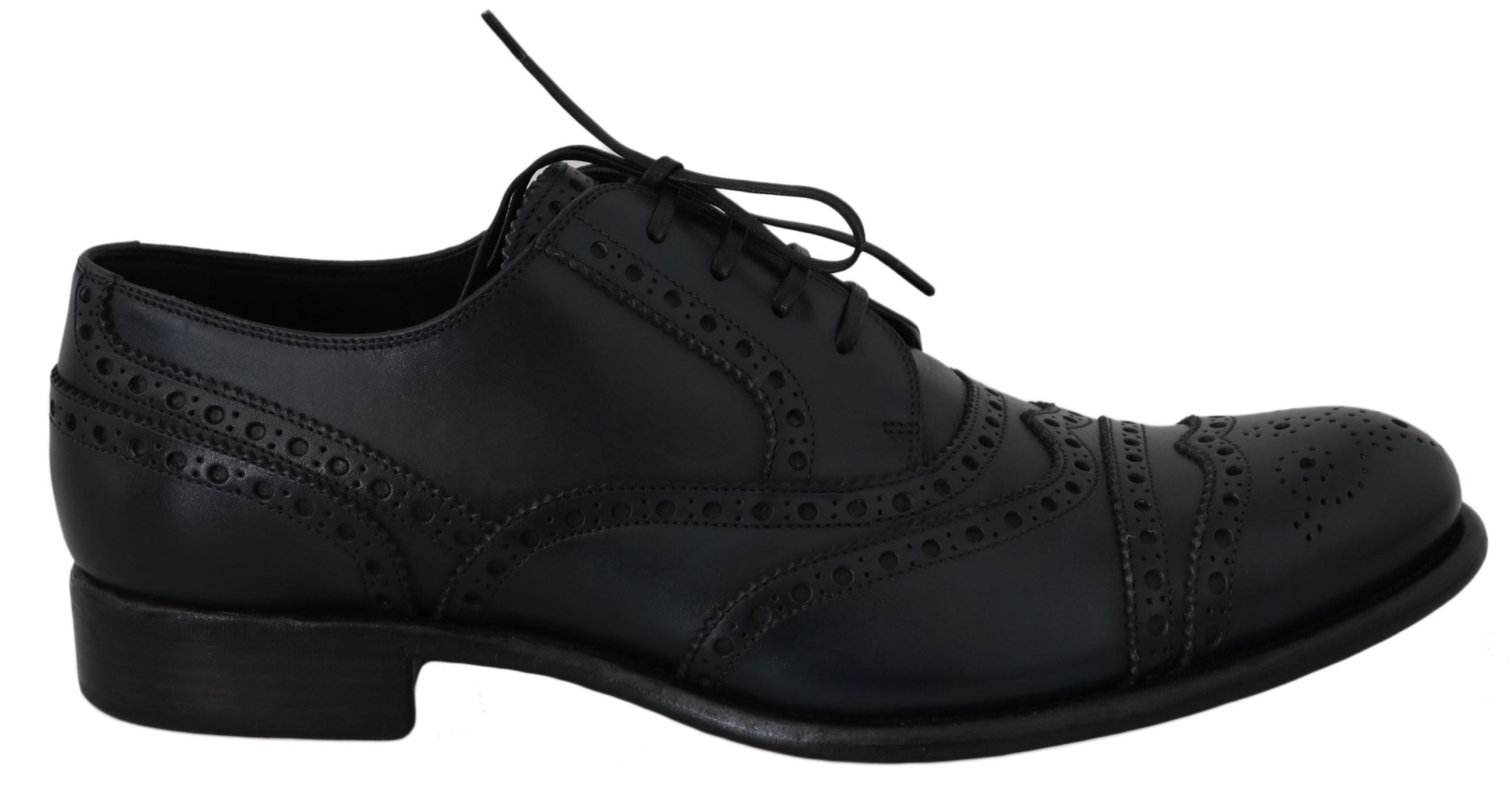 Dolce & Gabbana Oxfords aus dunkelblauem Leder mit Flügelkappe
