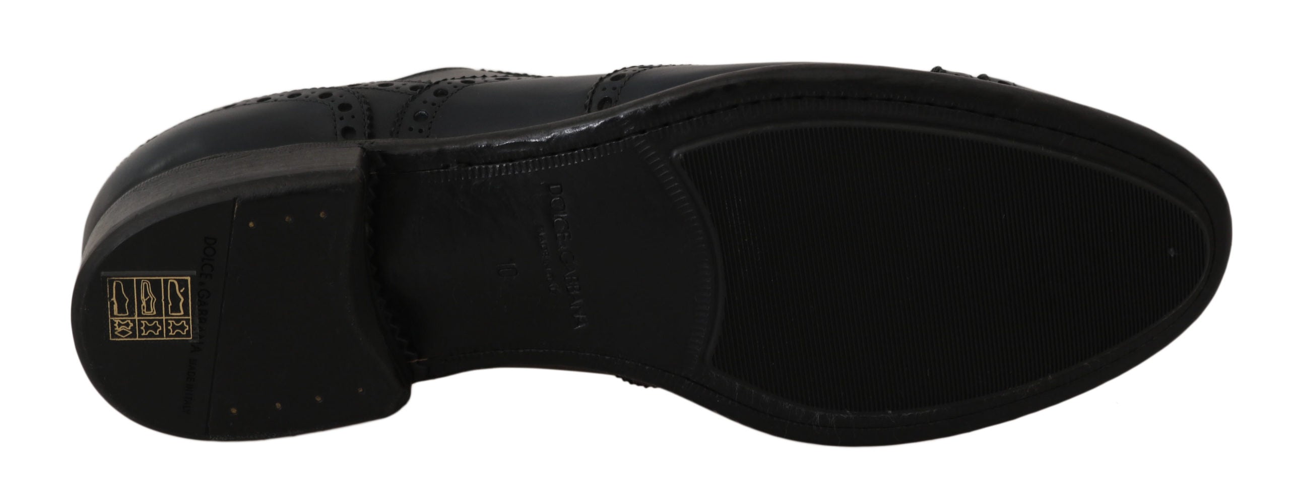 Dolce & Gabbana Oxfords aus dunkelblauem Leder mit Flügelkappe