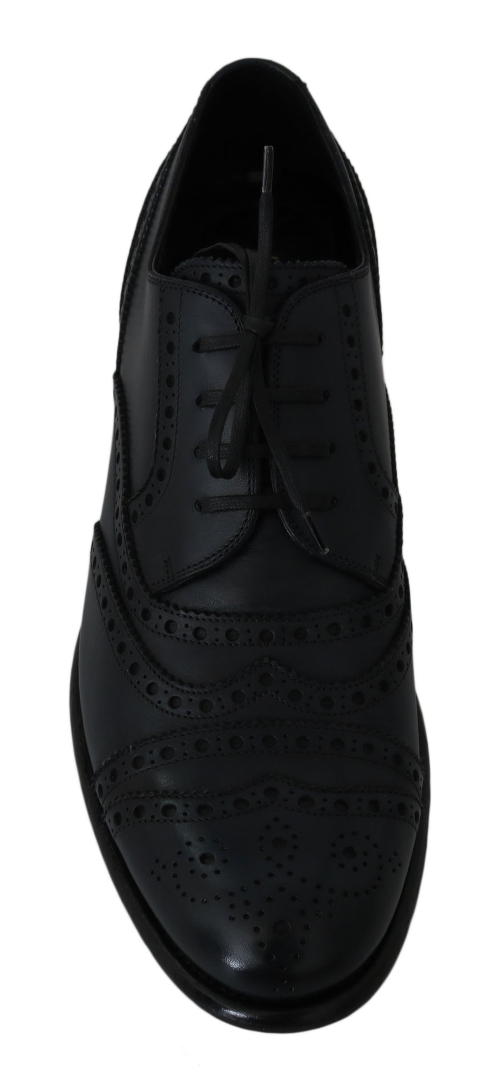 Dolce & Gabbana Oxfords aus dunkelblauem Leder mit Flügelkappe