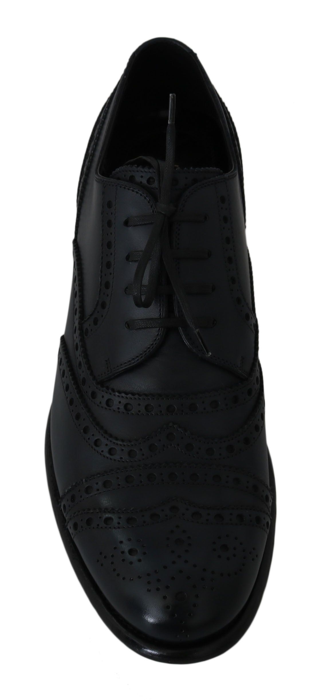 Dolce & Gabbana Oxfords aus dunkelblauem Leder mit Flügelkappe