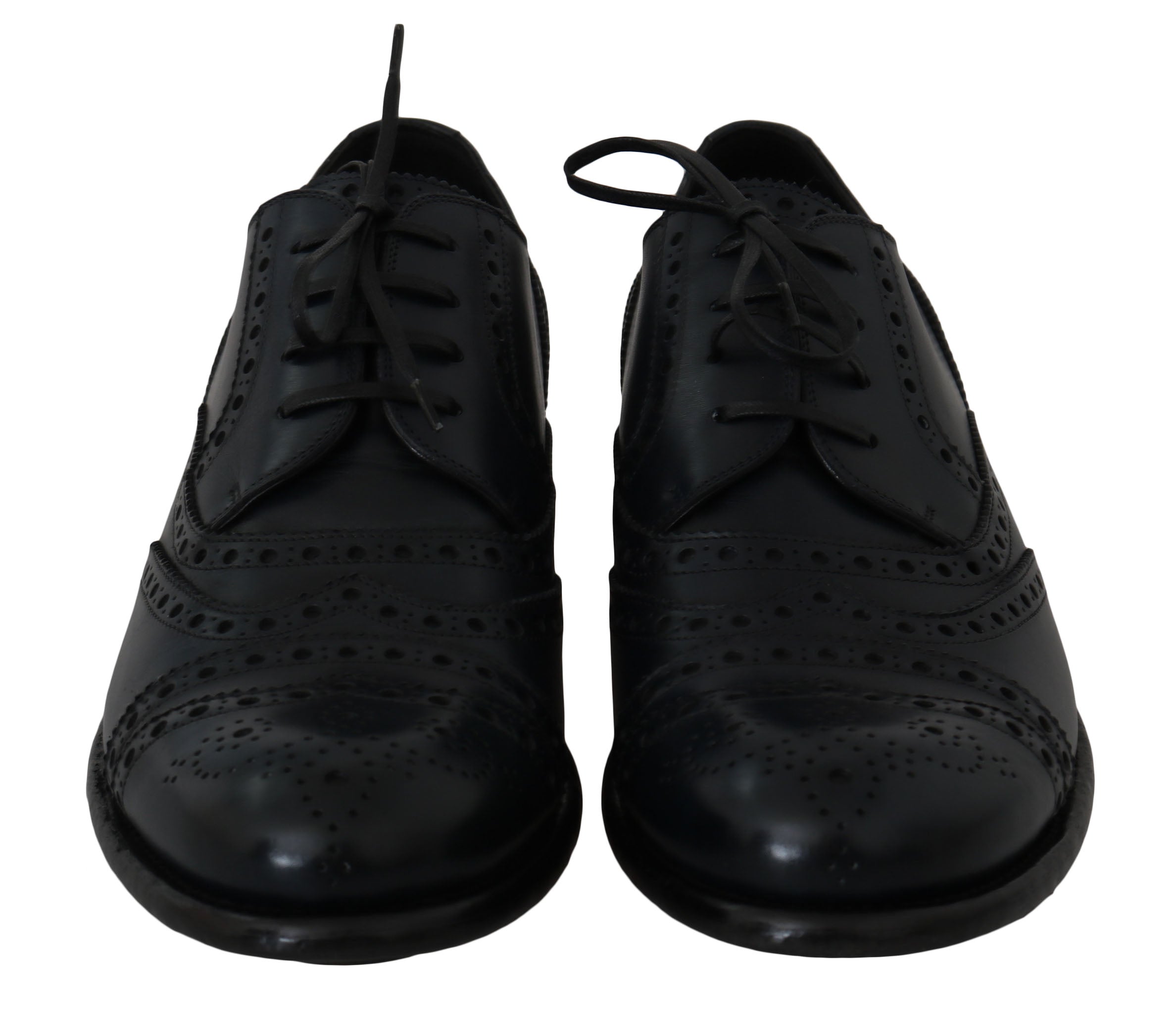 Dolce & Gabbana Oxfords aus dunkelblauem Leder mit Flügelkappe