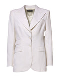 Veste pour femme Dolce & Gabbana en laine blanche, à simple boutonnage, élégante et ajustée.