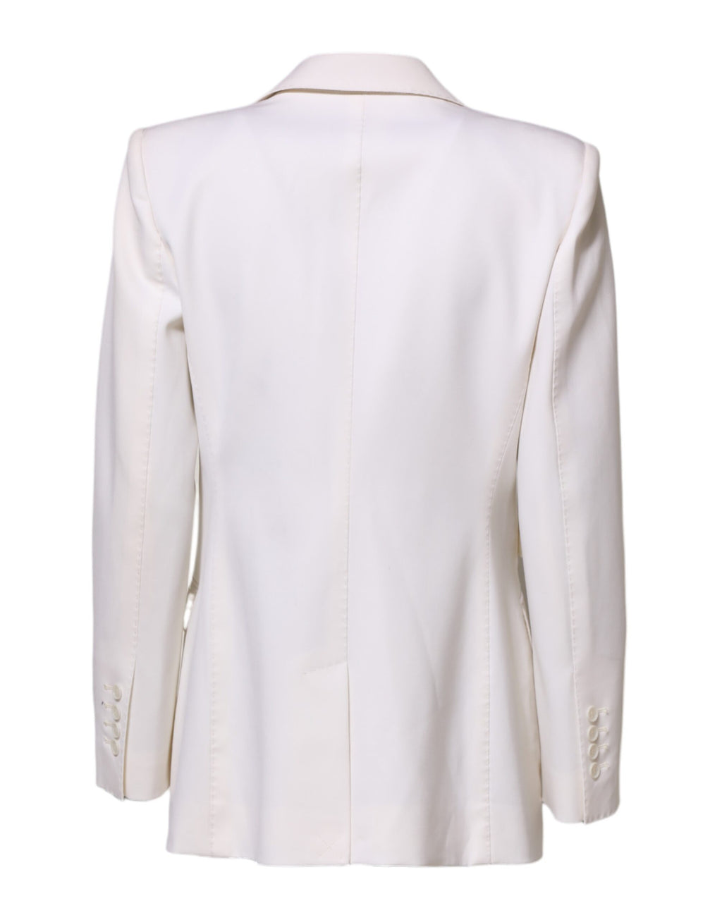 Manteau pour femme en laine blanche, à simple boutonnage, de la marque Dolce & Gabbana, avec col droit et coupe élégante.