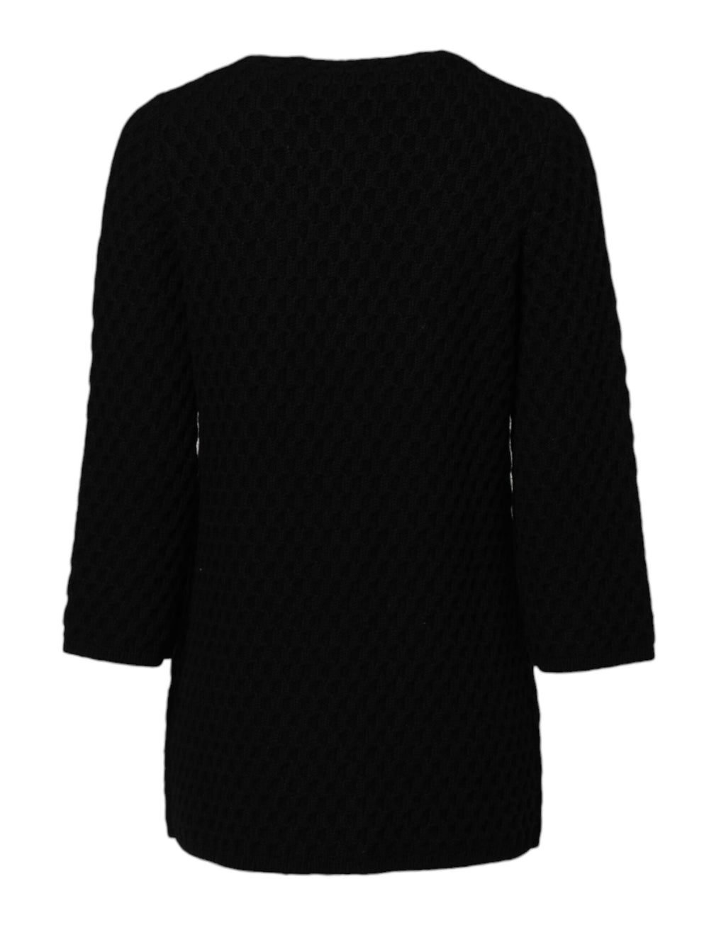Veste matelassée en cachemire noir de Dolce & Gabbana avec embellissements élégants, style chic et luxueux.