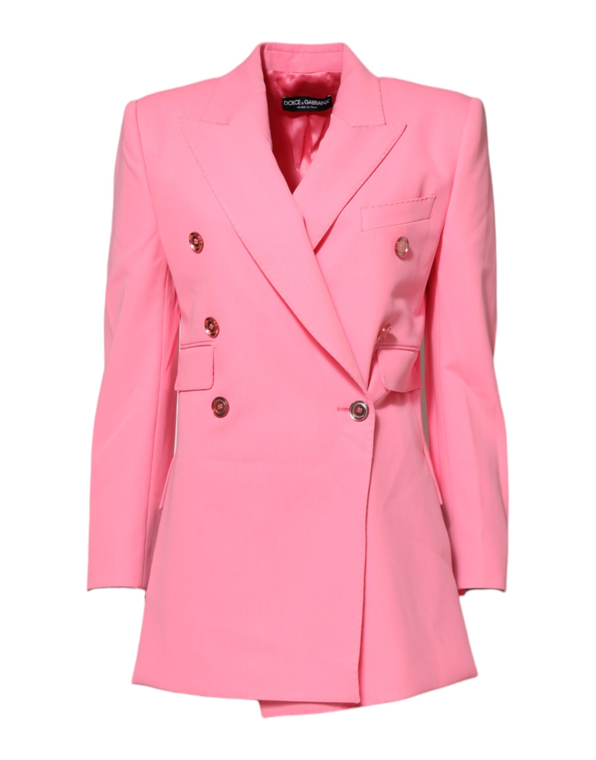 Manteau pour femme Dolce & Gabbana rose à double boutonnage, veste élégante avec col classique et coupe structurée.