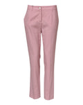Pantalons en laine rose Dolce & Gabbana, taille moyenne, coupe tapered, vue de face sur fond blanc