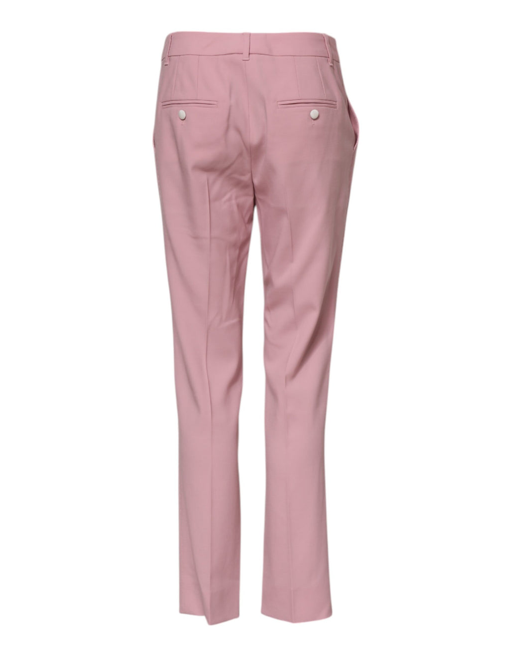 Pantalon en laine rose Dolce & Gabbana taille moyenne, coupe tapered, vue de face.
