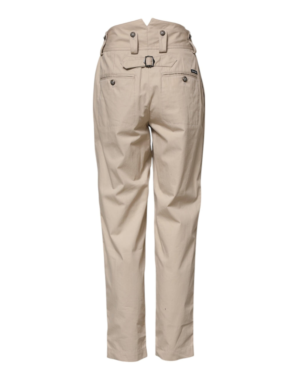 Pantalon beige en coton à taille haute de Dolce & Gabbana, style élégant et confortable pour femmes.
