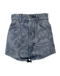 Shorts en denim coton Dolce & Gabbana à impression florale bleue, coupe courte et style tendance.