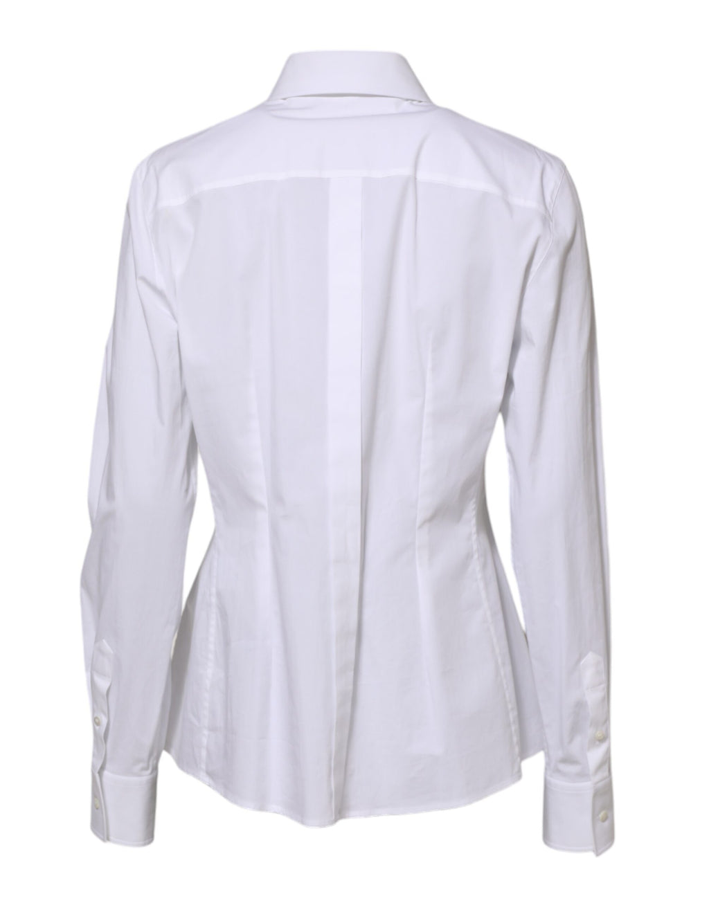 Chemise blanche en coton à manches longues et col Dolce & Gabbana, vue de face, élégante et sophistiquée.