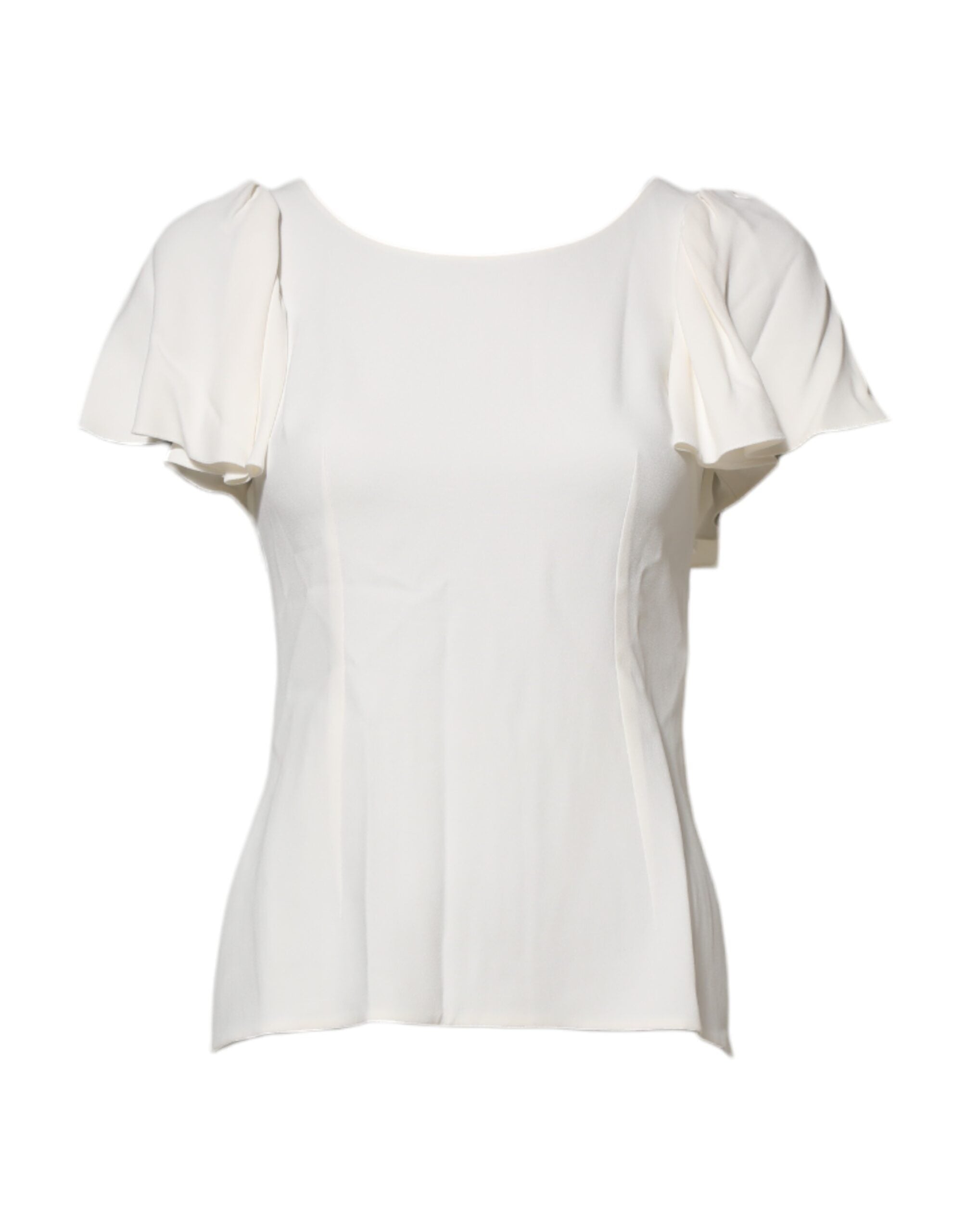 Chemisier blanc à col rond et manches courtes de Dolce & Gabbana, tissu léger et style élégant.