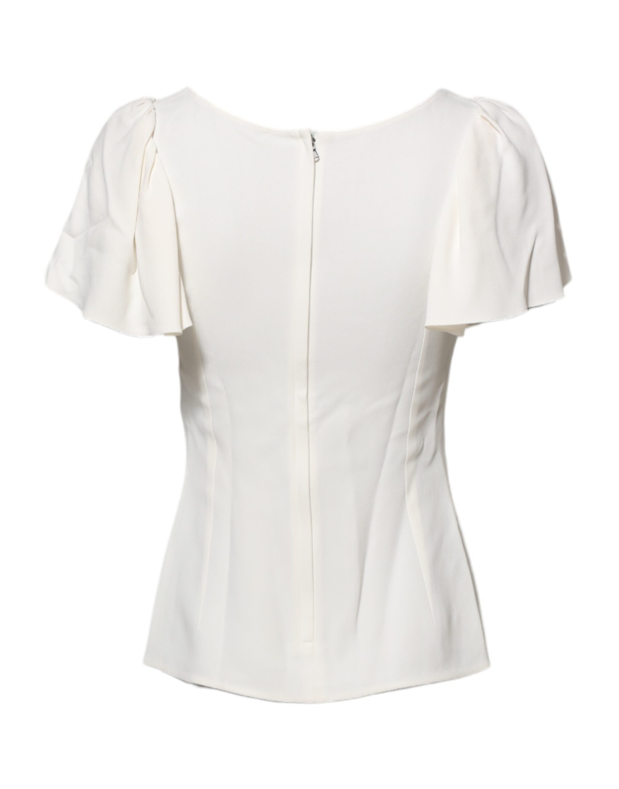 Blouse blanche à col rond et manches courtes de Dolce & Gabbana, style élégant et classique pour femme.