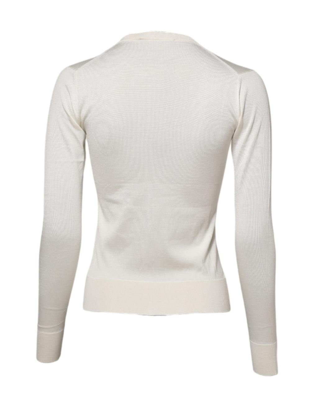 Cardigan Dolce & Gabbana en soie blanche avec broderies de lys, élégante et ornée de détails sophistiqués.