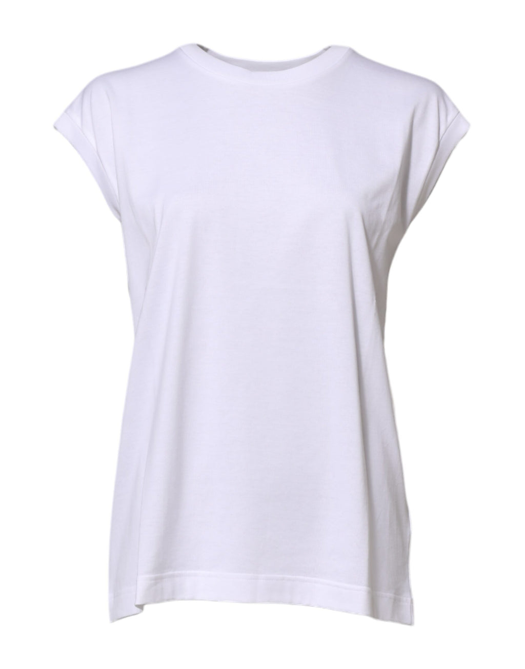 T-shirt sans manches en coton blanc de femme Dolce & Gabbana, vue de face, décontractée et élégante.