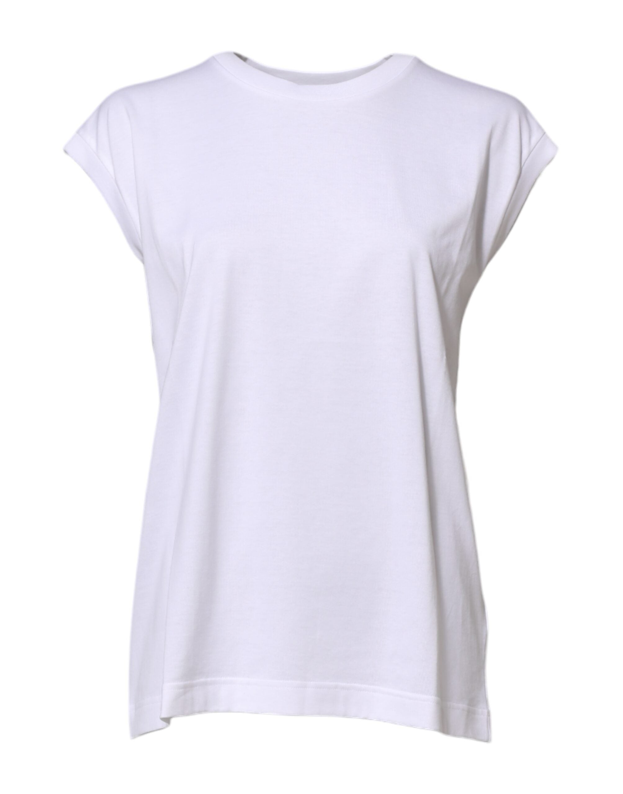 T-shirt sans manches en coton blanc de femme Dolce & Gabbana, vue de face, décontractée et élégante.