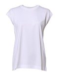 T-shirt sans manches en coton blanc de Dolce & Gabbana pour femme, vue de face, décontractée et élégante.