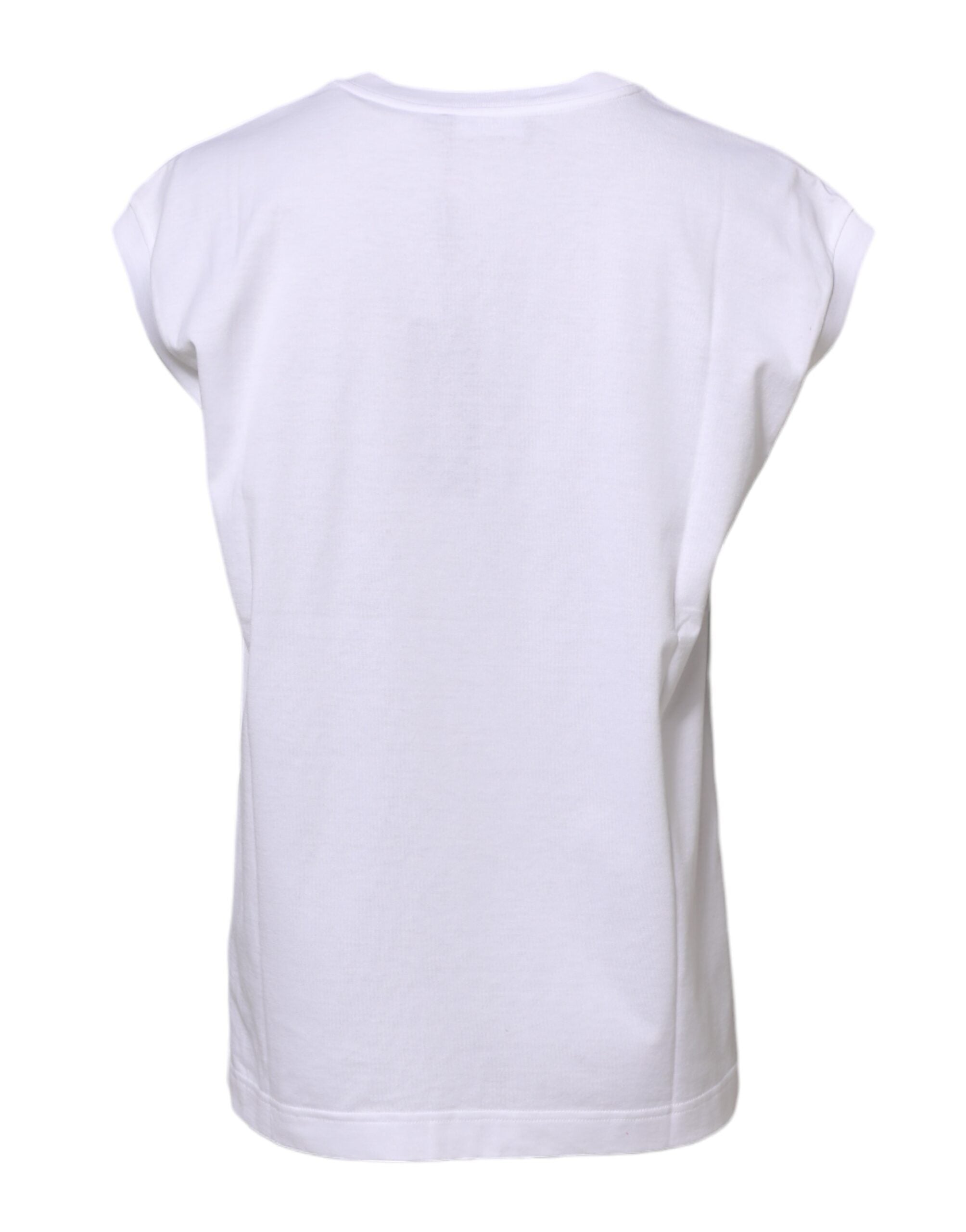 T-shirt sans manches blanche en coton pour femmes de Dolce & Gabbana, vêtement léger et élégant, vue de face.
