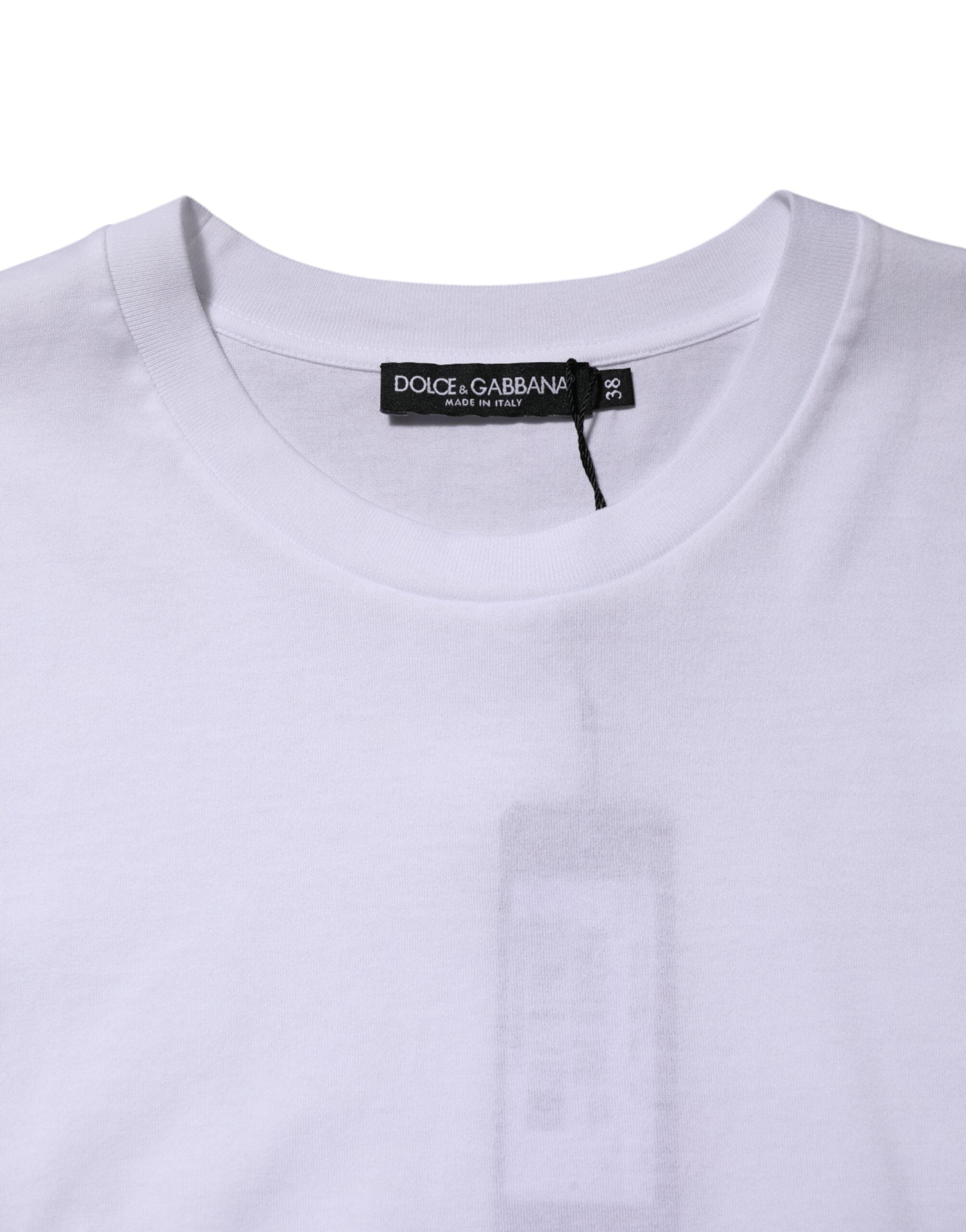 T-shirt sans manches en coton blanc de Dolce & Gabbana pour femme, vue de face avec col rond.