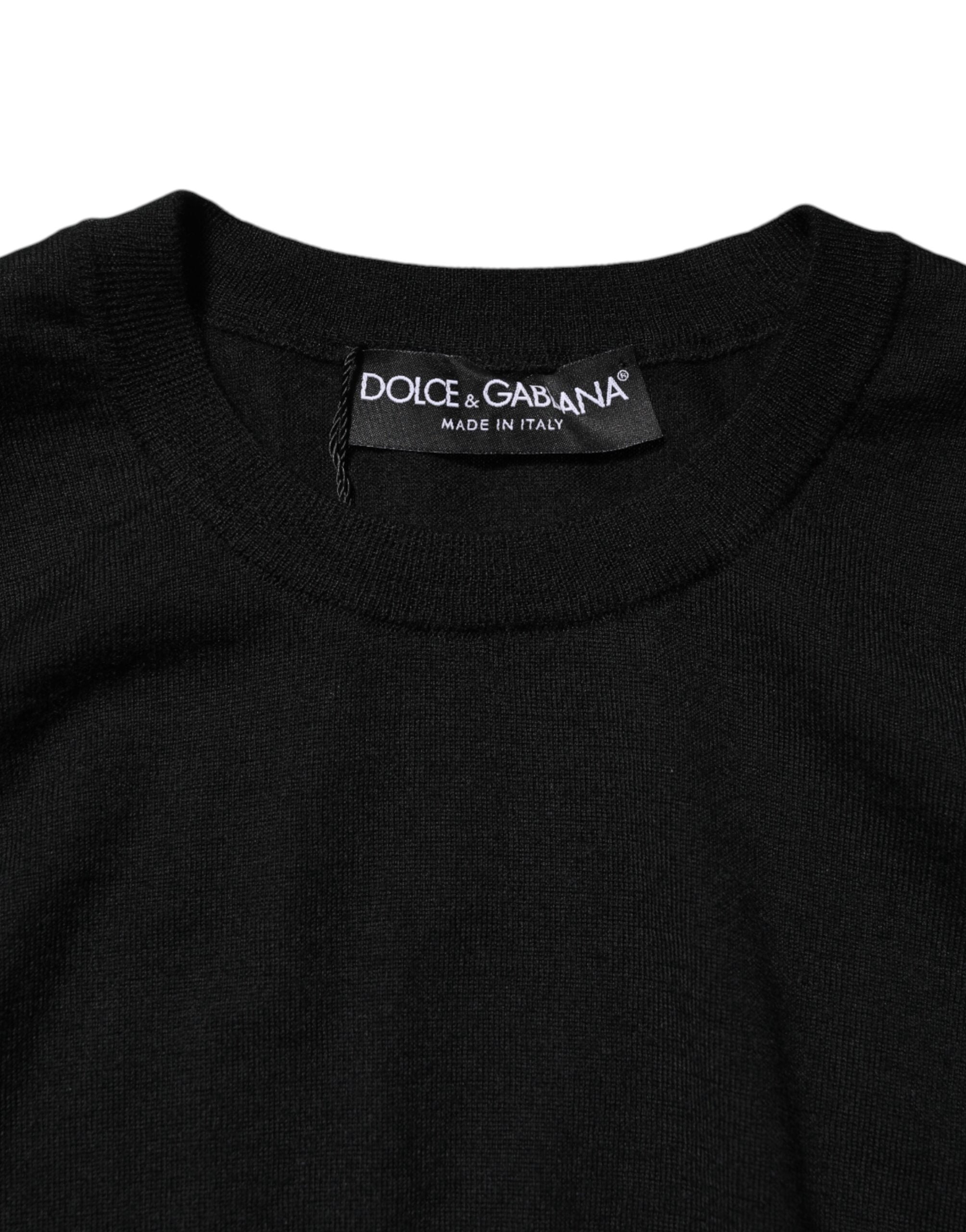 T-shirt femme sans manches en cachemire noir de Dolce & Gabbana, coupe élégante et texture douce visible sur l'image.