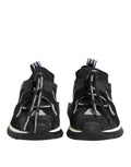 Chaussures sneakers Dolce & Gabbana Sorrento en noir et blanc avec logo, vues de face, pour homme.