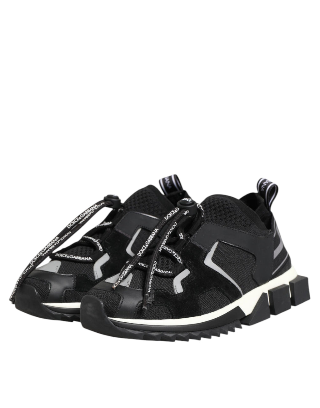 Chaussures sneakers Dolce & Gabbana Sorrento en noir et blanc avec logo, vue de face.