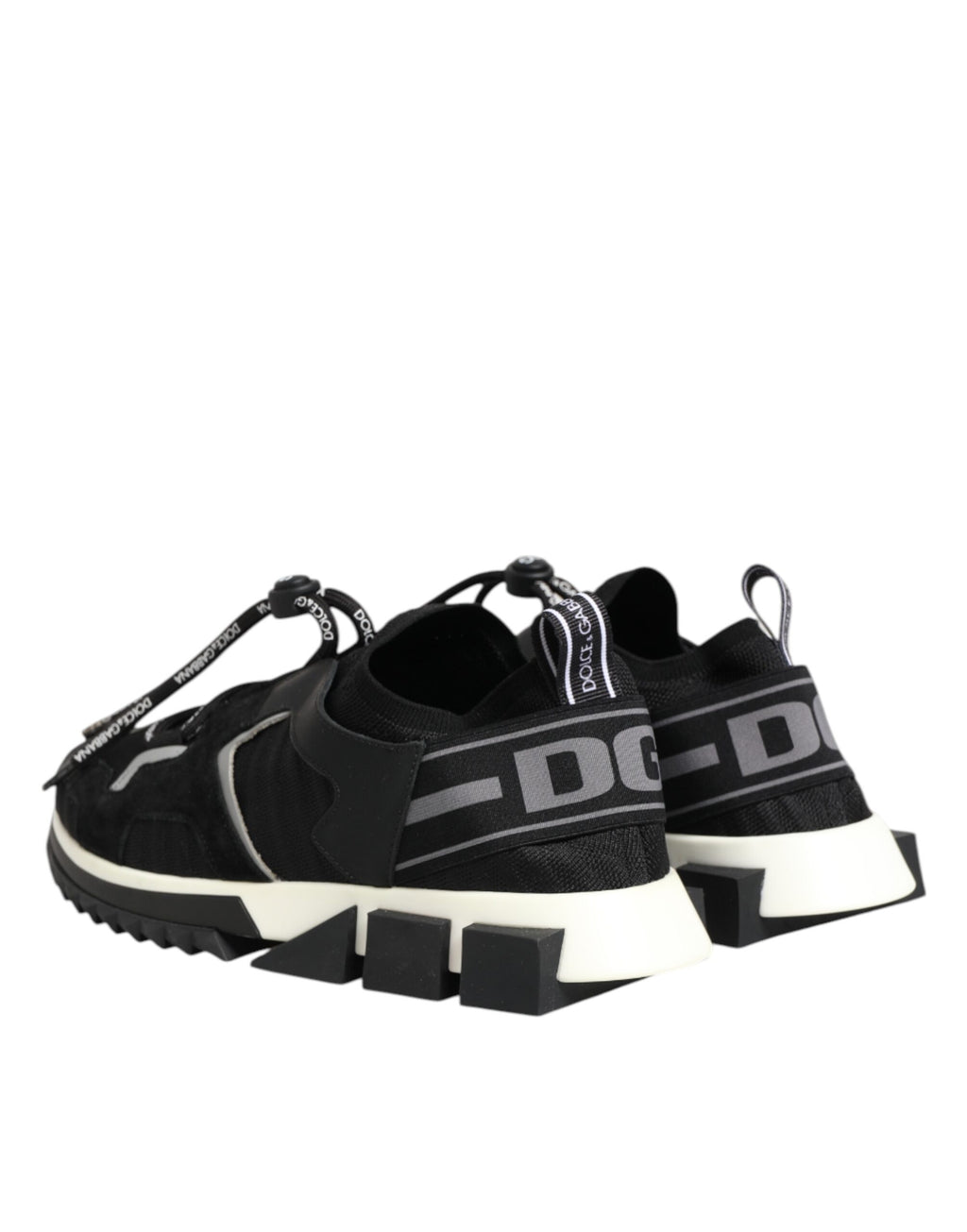 Chaussures sneakers Dolce & Gabbana Sorrento noir et blanc avec logo, vue de face sur un fond neutre