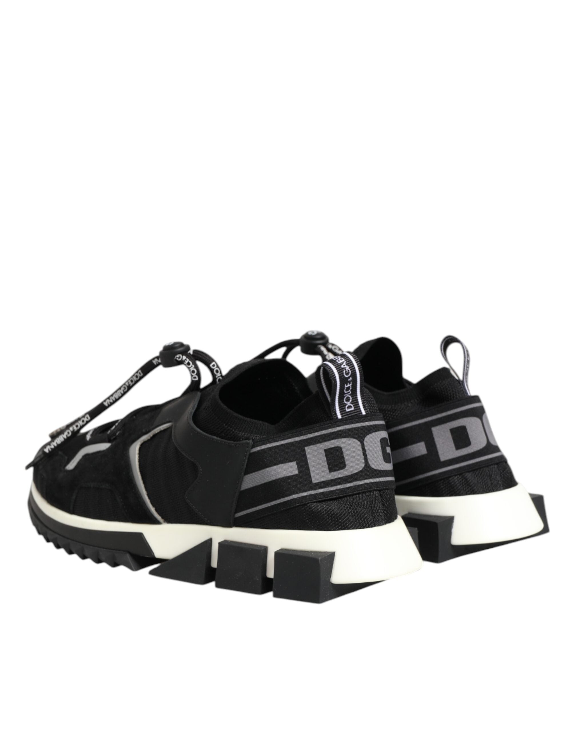 Chaussures sneakers Dolce & Gabbana Sorrento noir et blanc avec logo, vue de face sur un fond neutre