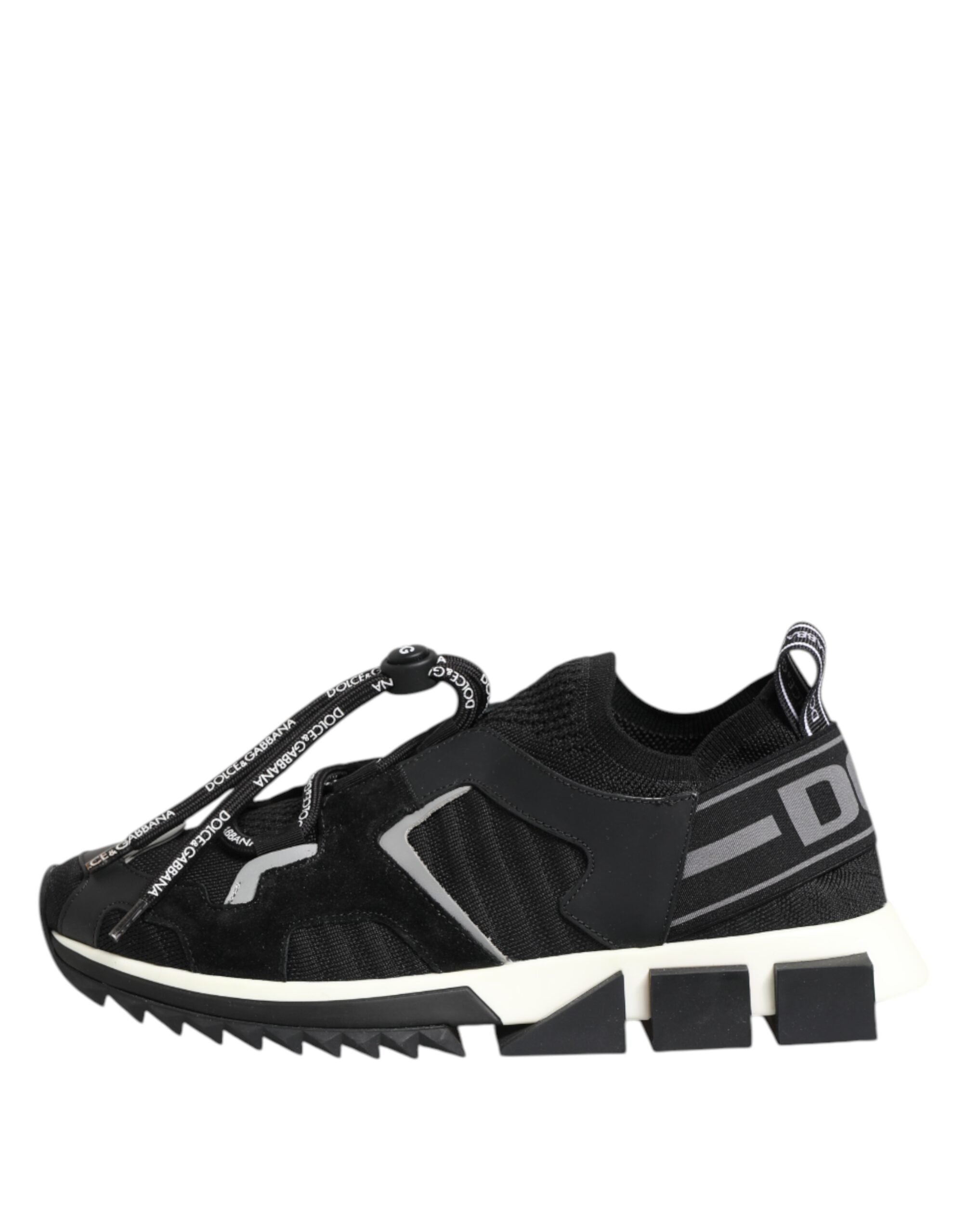 Chaussures sneakers Dolce & Gabbana Sorrento en noir et blanc avec logo, vue de face avec détails du design.