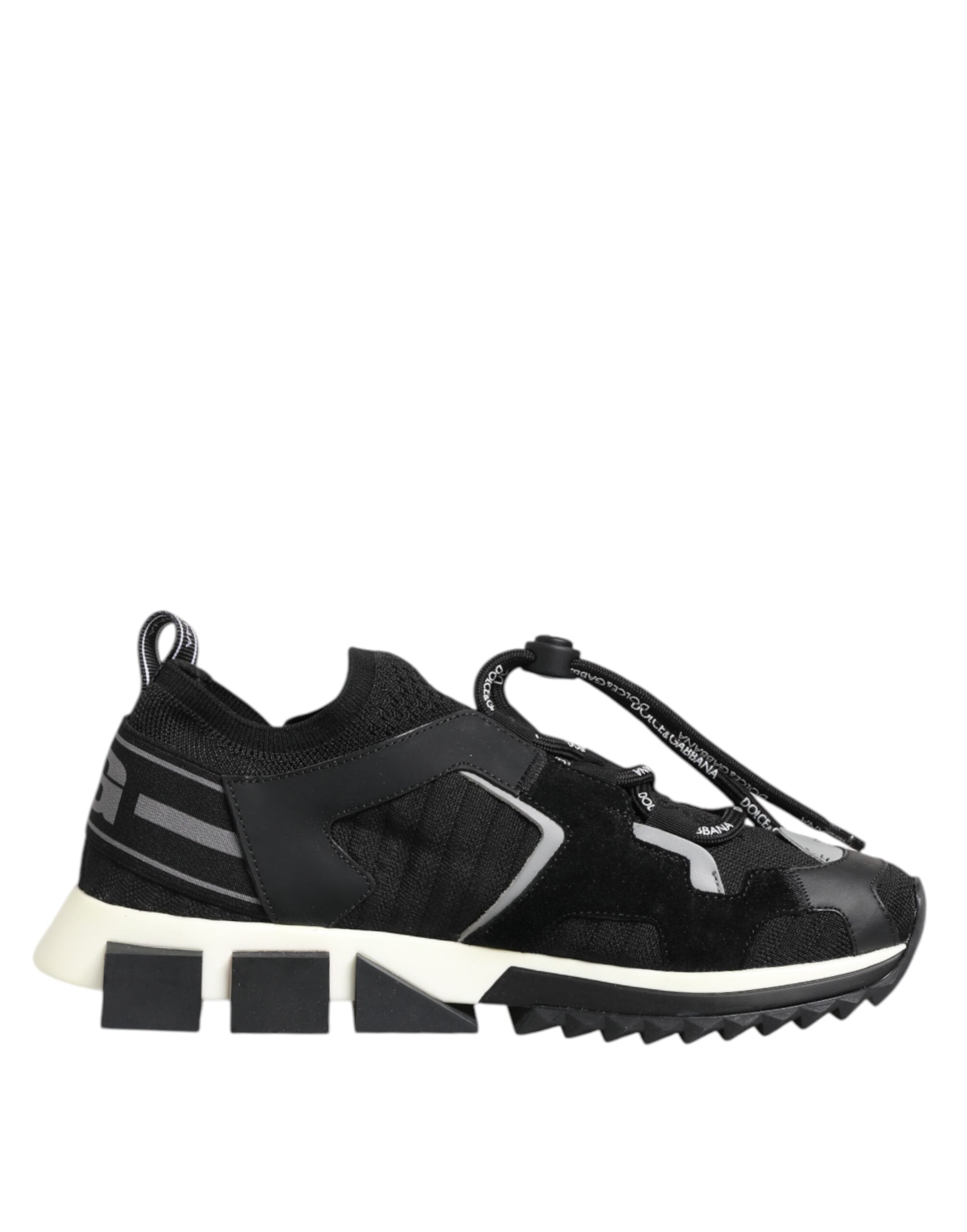 Chaussures sneakers Dolce & Gabbana Sorrento en noir et blanc avec logo, vue de face sur fond blanc