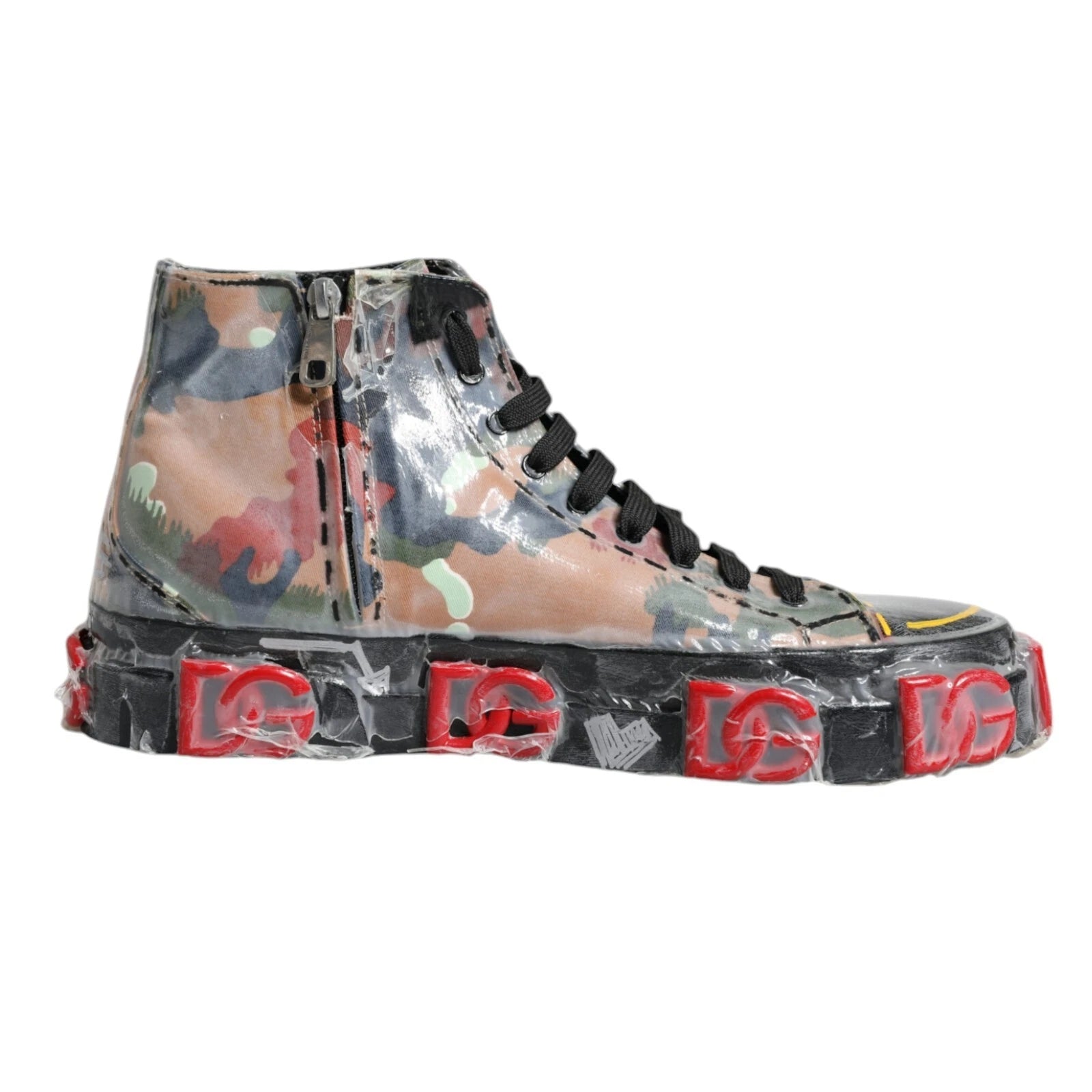 Chaussures baskets montantes Dolce & Gabbana camouflage multicolore, style tendance, pour hommes ou femmes.