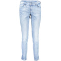 Jeans pour femmes Guess en coton biologique de couleur azur, coupe classique avec détails modernes.