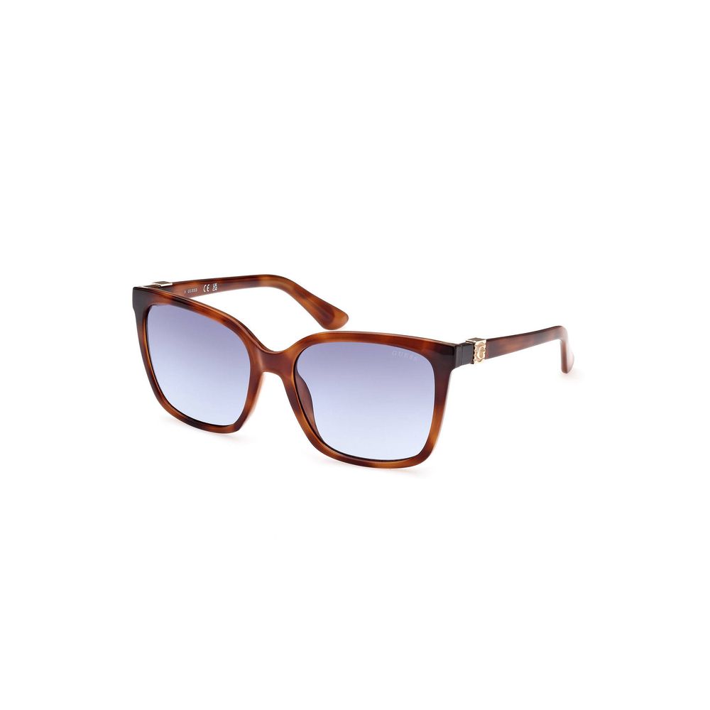 Lunettes de soleil pour femmes Guess Jeans marron injecté, monture élégante et tendance avec verres foncés.