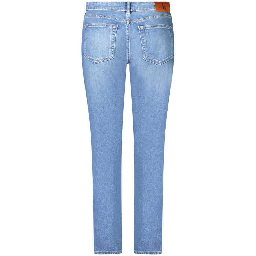 Jeans pour femmes Calvin Klein Blu en coton, coupe classique avec ceinture et poche arrière, style décontracté et moderne