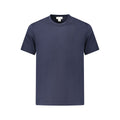T-shirt pour homme en coton bleu de la marque Calvin Klein, coupe classique et logo discret sur la poitrine.